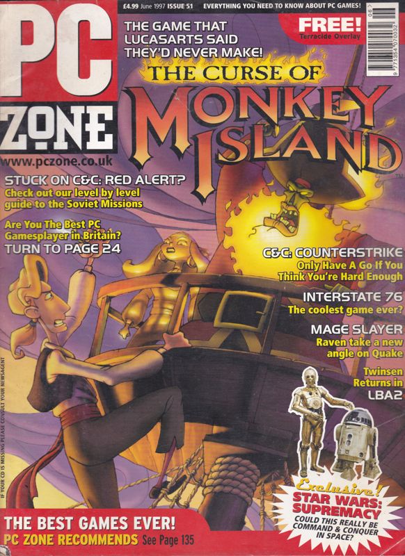 The Curse of Monkey Island Magazine Advertisement (Magazine Advertisements): PC Zone (United Kingdom), June 1997