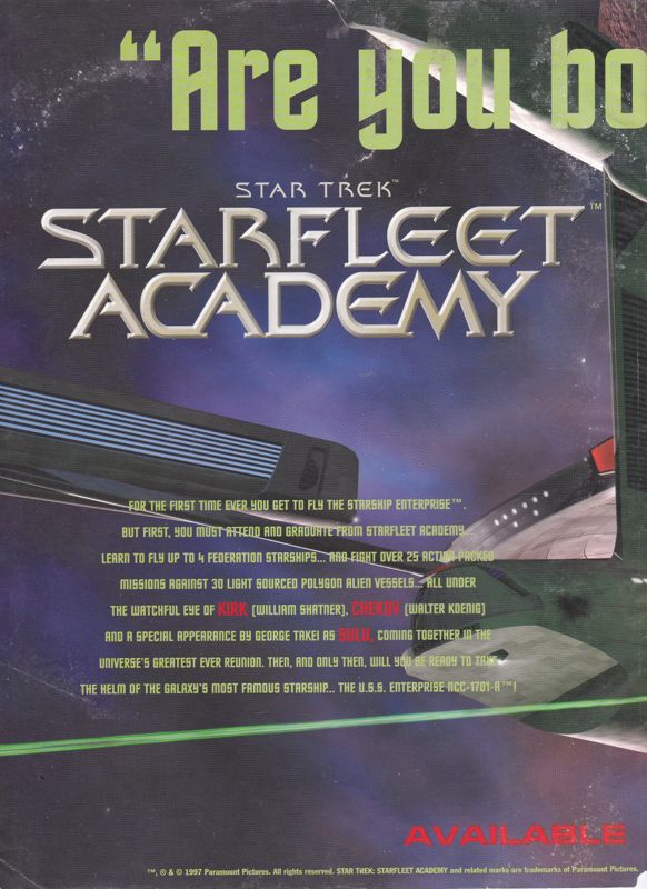 Star Trek: Starfleet Academy Magazine Advertisement (Magazine Advertisements): PC Zone (UK) Issue June 1997 Part 1