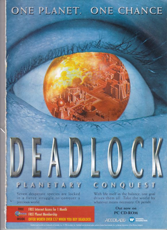 Deadlock: Planetary Conquest Magazine Advertisement (Magazine Advertisements): PC Home (UK), November 1996