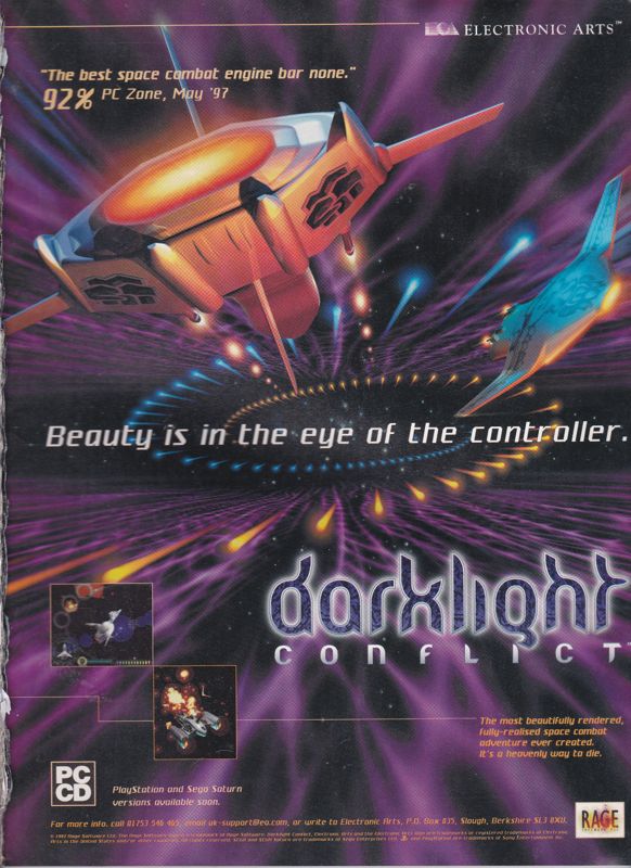 Darklight Conflict Magazine Advertisement (Magazine Advertisements): PC Zone (UK), Issue June 1997