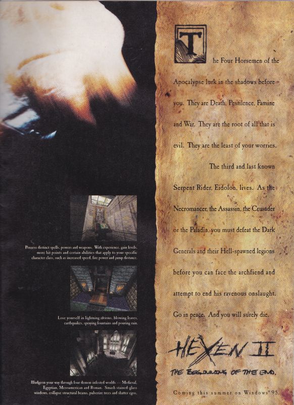 Hexen II Magazine Advertisement (Magazine Advertisements): PC Zone (UK), Issue June 1997 Part 2