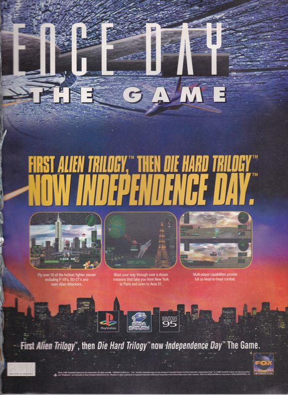 Independence Day Magazine Advertisement (Magazine Advertisements): PC Zone (UK), Issue June 1997 Part 2