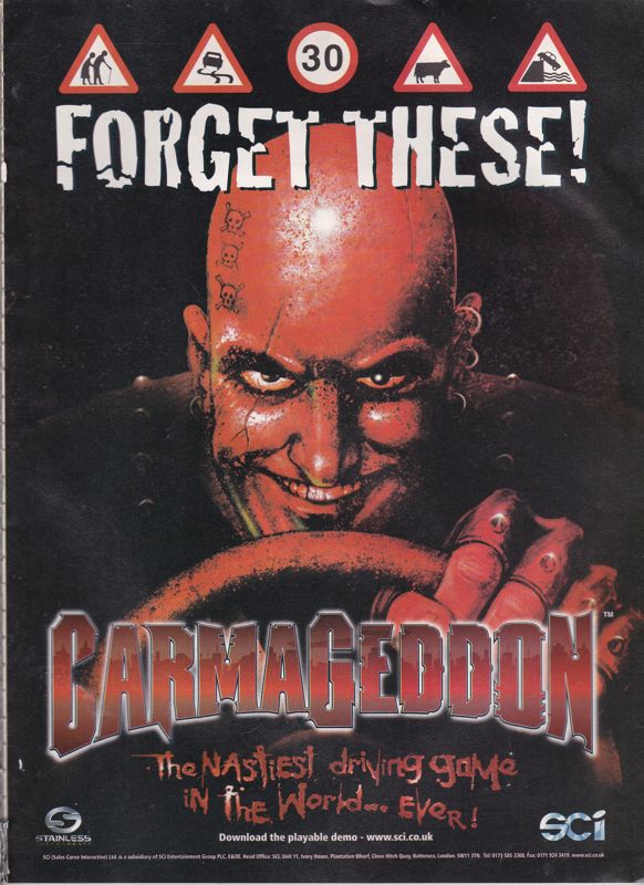 Carmageddon Magazine Advertisement (Magazine Advertisements): PC Zone (UK), June 1997 Part 2