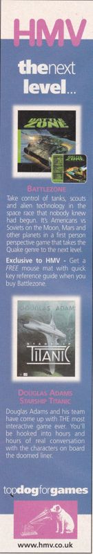 Battlezone Magazine Advertisement (Magazine Advertisements): PC Gamer (UK), May 1998