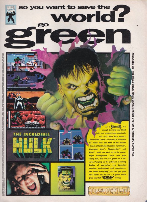 The Incredible Hulk Magazine Advertisement (Magazine Advertisements): Sega Power (United Kingdom), October 1994