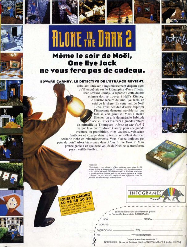Alone in the Dark 2 Magazine Advertisement (Magazine Advertisements): Tilt (France), Issue 121 (December 1993)