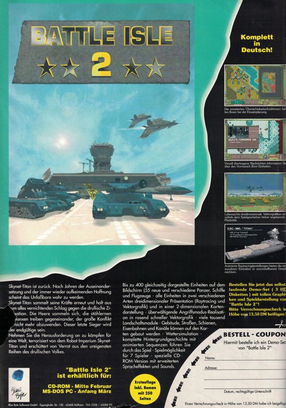 Battle Isle 2200 Magazine Advertisement (Magazine Advertisements): Power Play (Germany), Issue 3/1994