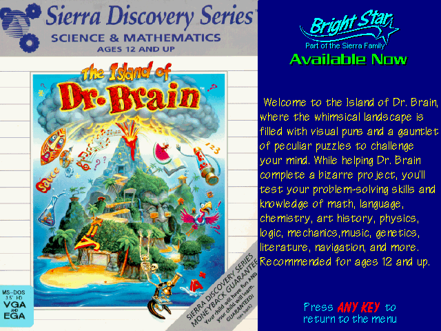 The Island of Dr. Brain Other (Sierra's Sneak Peeks (1993)): Self Running Screen Display AUTODEMO/BRAIN2.PCX