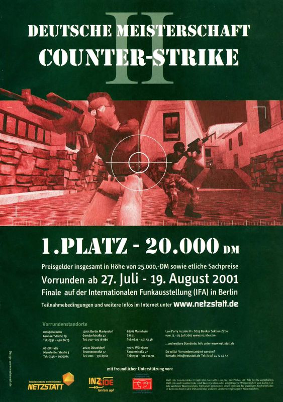 Half-Life: Counter-Strike Magazine Advertisement (Magazine Advertisements): PC Games (Germany), Issue 08/2001