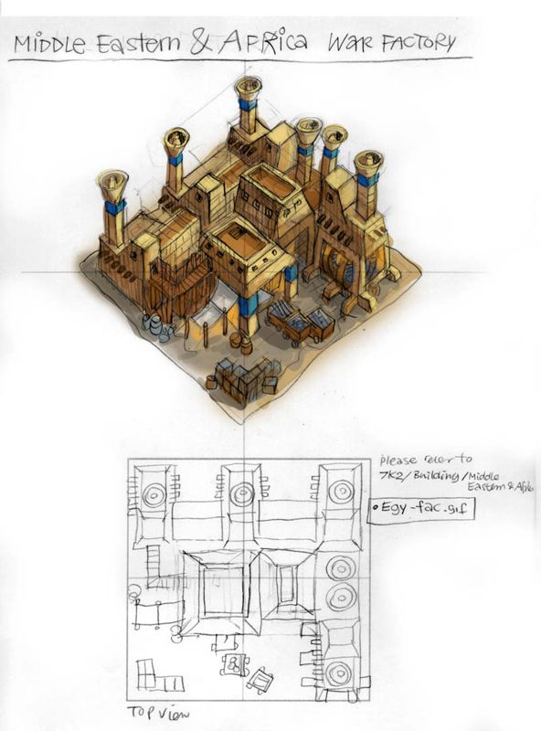 Seven Kingdoms II: The Fryhtan Wars Concept Art (Seven Kingdoms II: The Fryhtan Wars Digital Press Kit): Middle Eastern & Africa War Factory