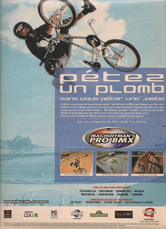 Mat Hoffman's Pro BMX Magazine Advertisement (Magazine Advertisements): Jeux Vidéo Magazine (France), Issue 12 (July 2001)