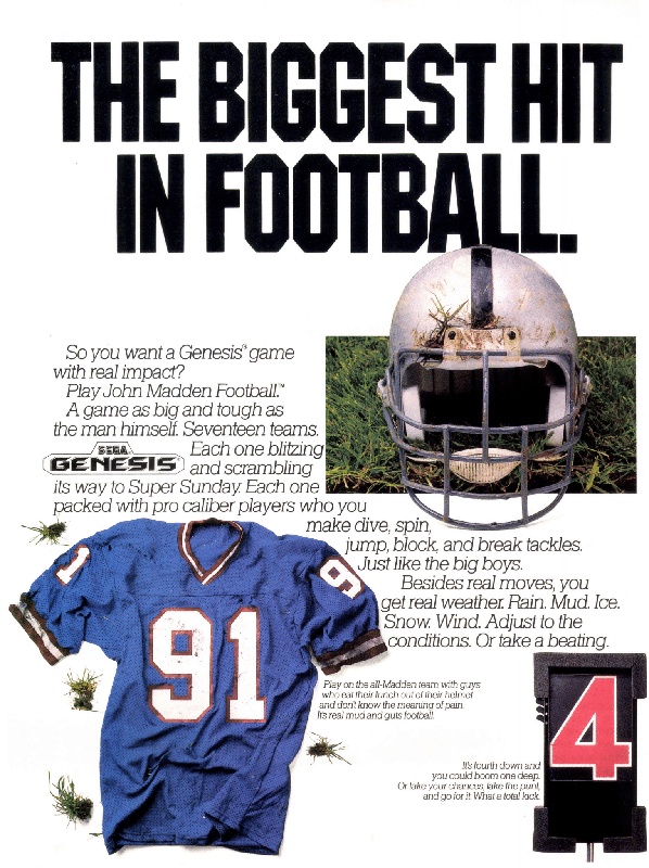 John Madden Football Magazine Advertisement (Magazine Advertisements): VideoGames & Computer Entertainment (United States), Issue 24 (January 1991)