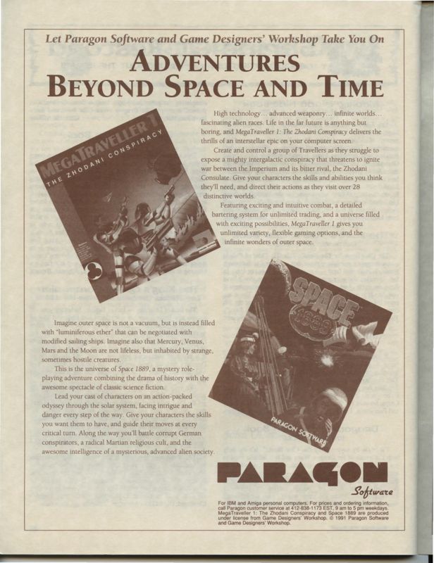 MegaTraveller 1: The Zhodani Conspiracy Magazine Advertisement (Magazine Advertisements): Enchanted Realms (United States) Issue #8, September 1991