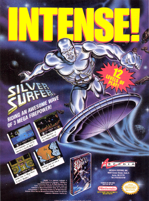 Silver Surfer Magazine Advertisement (Magazine Advertisements): VideoGames & Computer Entertainment (United States), Issue 24 (January 1991)