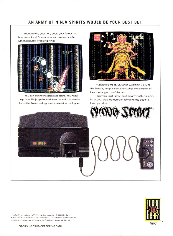 Ninja Spirit Magazine Advertisement (Magazine Advertisements): VideoGames & Computer Entertainment (United States), Issue 24 (January 1991)
