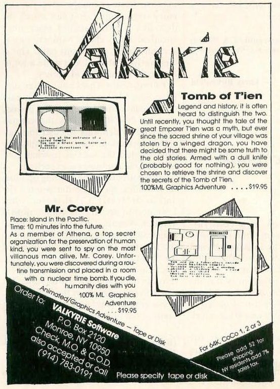 Tomb of T'ien Magazine Advertisement (Magazine Advertisements): Rainbow Magazine (United States) Volume 7 Number 5 (December 1987)