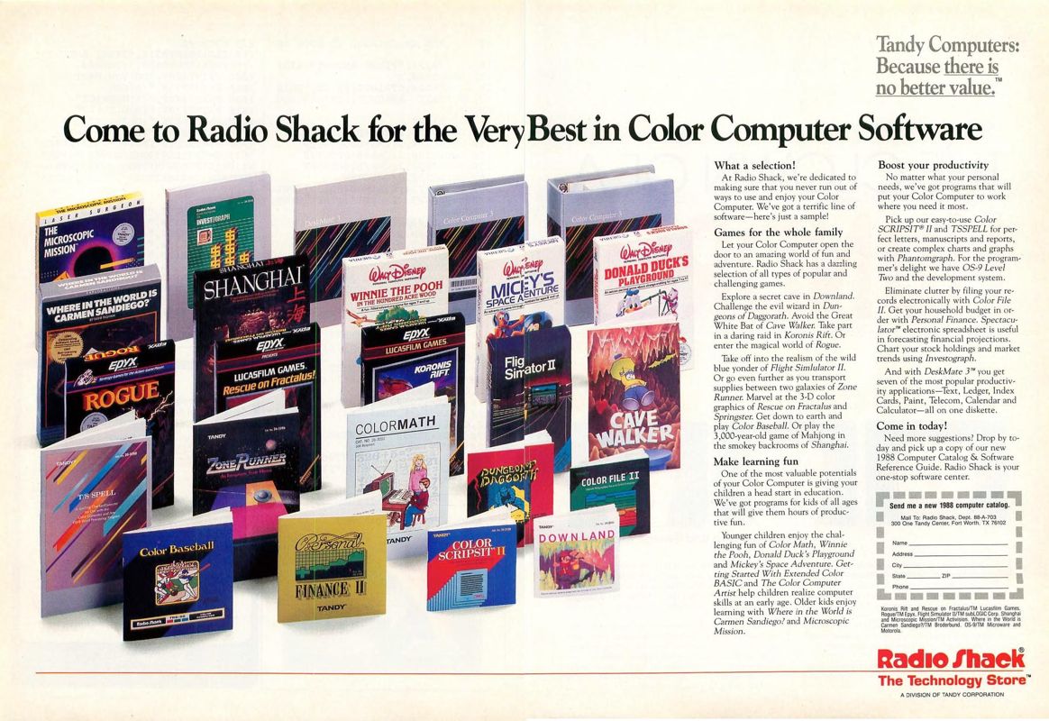 ZoneRunner Magazine Advertisement (Magazine Advertisements): Rainbow Magazine (United States) Volume 7 Number 6 (January 1988)
