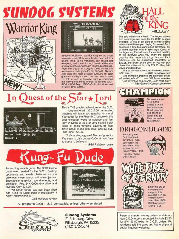 Kung-Fu Dude Magazine Advertisement (Magazine Advertisements): ainbow Magazine (United States) Volume 8 Number 3 (October 1988)
