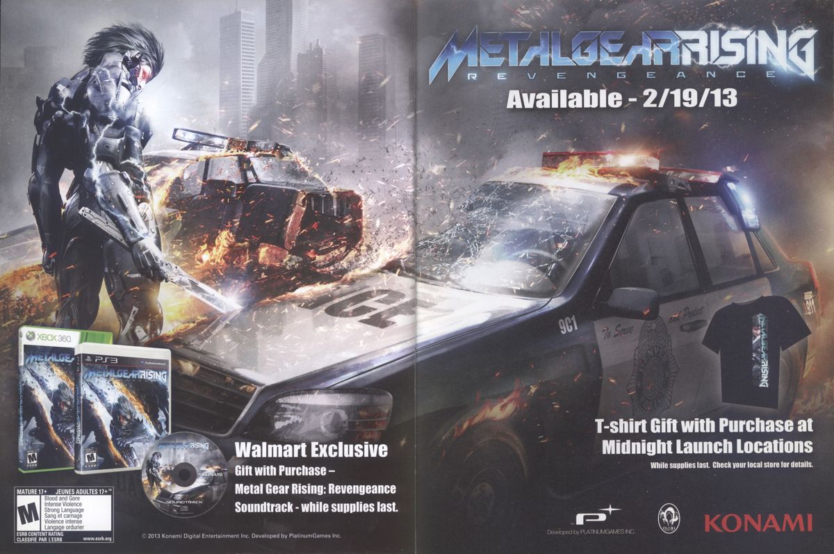 Metal Gear Rising: Revengeance Magazine Advertisement (Magazine Advertisements): Walmart GameCenter (US), Issue 9 (March 2013) Pages 2-3