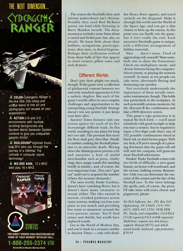 CyberGenic Ranger: Secret of the Seventh Planet Magazine Advertisement (Magazine Advertisements): PCGames (March-April 1991) page 58