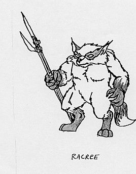 Fallout Concept Art (Abandoned projects): Racree (a S'Lanter FEV-mutated raccoon from The Burrows) Cut from Fallout's final version, by Scott Campbell. From Chris Avellone's Fallout Bible 8. Downloaded from Duck and Cover.