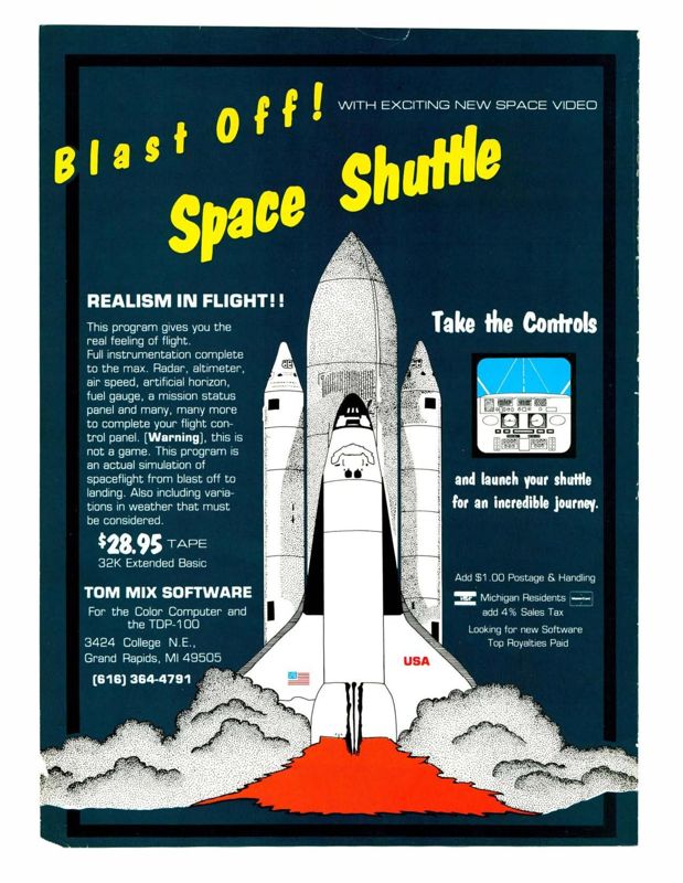 Shuttle Simulator Magazine Advertisement (Magazine Advertisements): Rainbow Magazine (United States) Volume 2 Number 9 (March 1983)