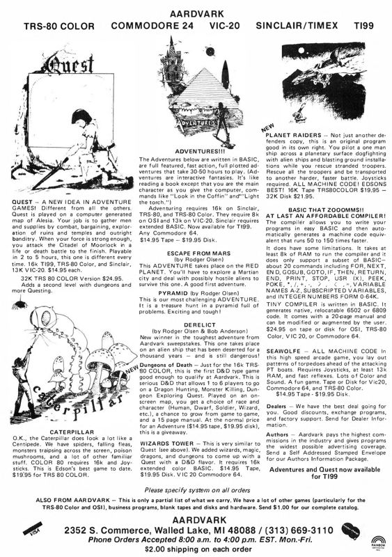 The Wizard's Tower Magazine Advertisement (Magazine Advertisements): Rainbow Magazine (United States) Volume 2 Number 9 (March 1983)
