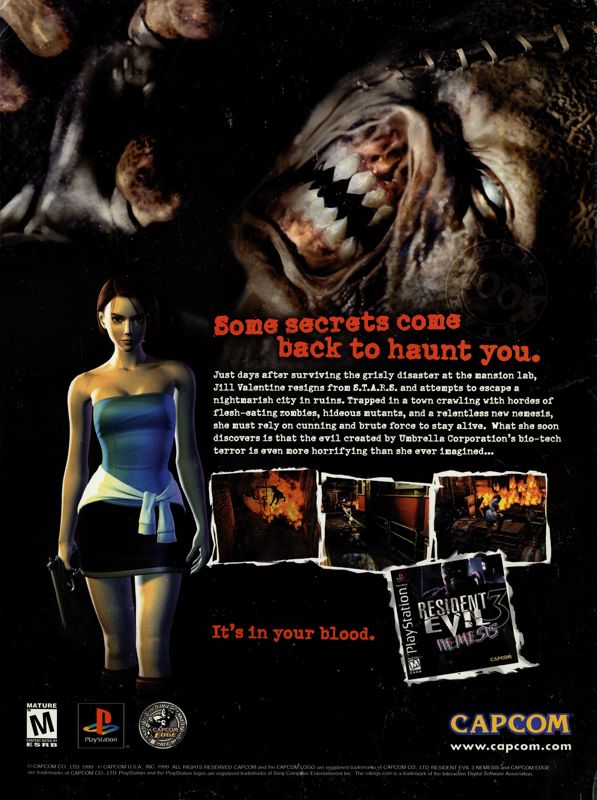 Resident Evil 3: Nemesis Magazine Advertisement (Magazine Advertisements): NextGen (U.S.), Issue #60 (December 1999)