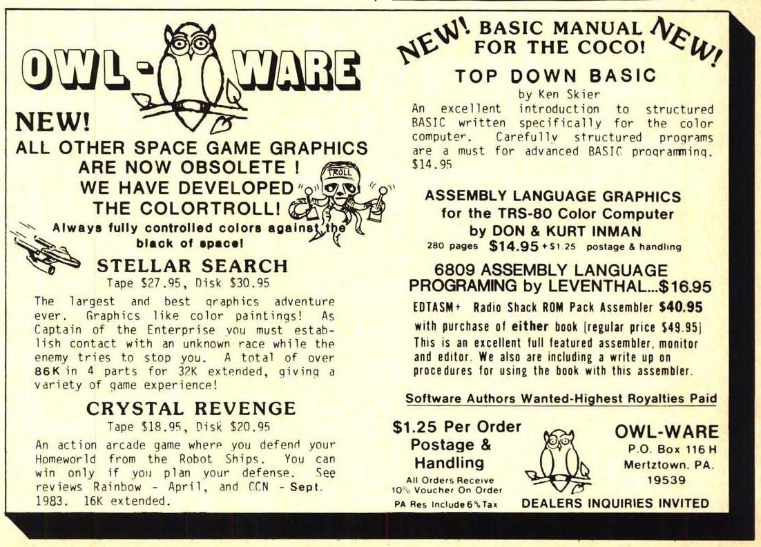 Crystal Revenge! Magazine Advertisement (Magazine Advertisements): Rainbow Magazine (United States) Volume 3 Number 4 (November 1983)