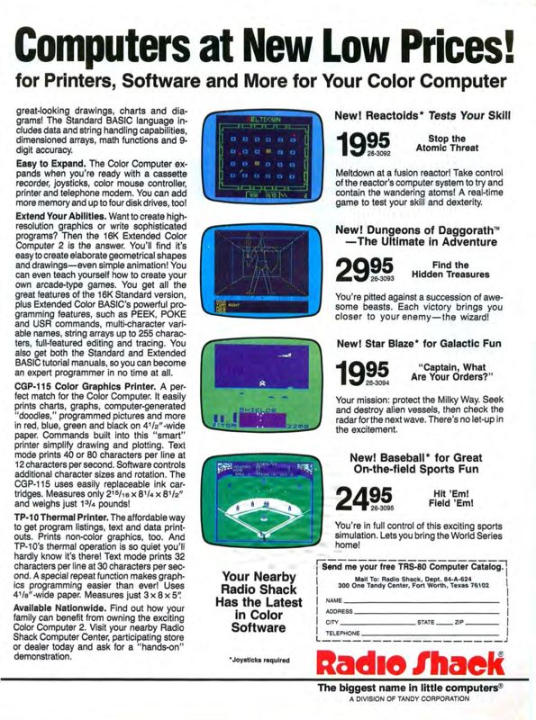 Star Blaze Magazine Advertisement (Magazine Advertisements): Rainbow Magazine (United States) Volume 3 Number 7 (February 1984)