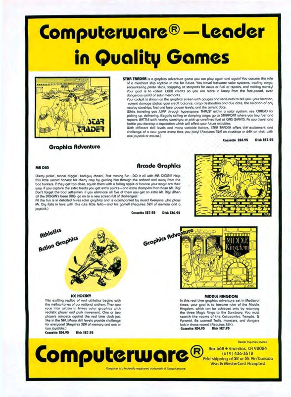 Star Trader Screenshot (Magazine Advertisements): Rainbow Magazine (United States) Volume 3 Number 11 (June 1984)