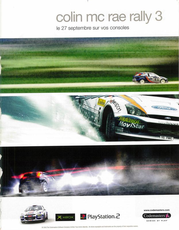 Colin McRae Rally 3 Magazine Advertisement (Magazine Advertisements): Xbox : Le Magazine Officiel (France), Issue 5 (July 2002)