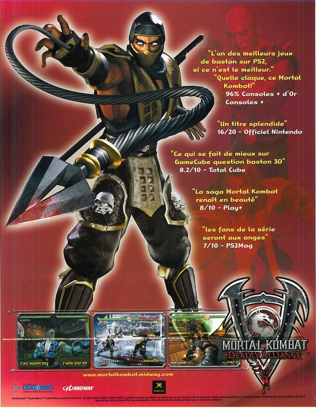 Mortal Kombat: Deadly Alliance Magazine Advertisement (Magazine Advertisements): Xbox : Le Magazine Officiel (France), Issue 14 (April 2003)