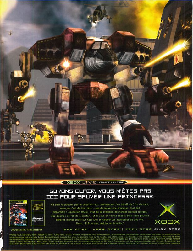 MechAssault Magazine Advertisement (Magazine Advertisements): Xbox : Le Magazine Officiel (France), Issue 14 (April 2003)