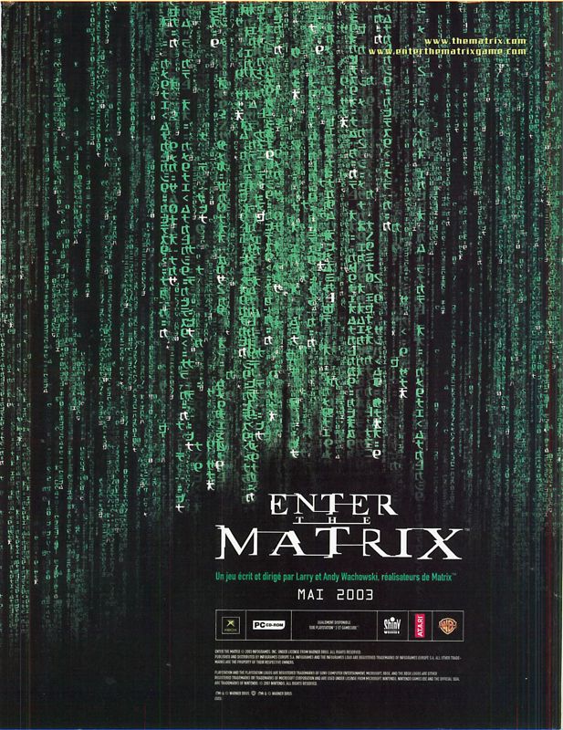 Enter the Matrix Magazine Advertisement (Magazine Advertisements): Xbox : Le Magazine Officiel (France), Issue 14 (April 2003)