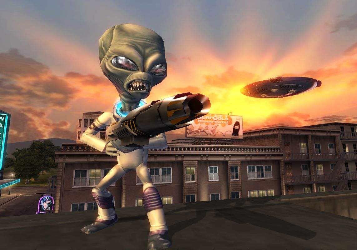 Destroy All Humans! Render (THQ E3 Press Disc 2005): Crypto on roof-top