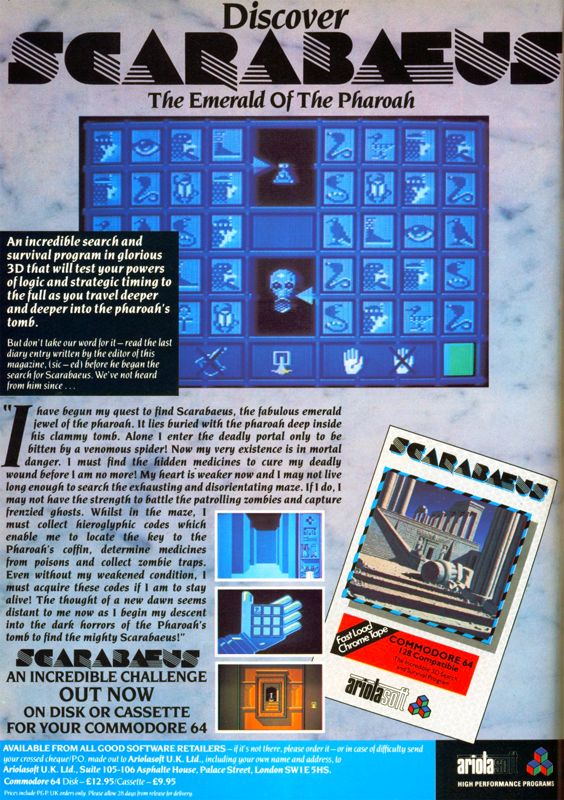 Invaders of the Lost Tomb Magazine Advertisement (Magazine Advertisements): Your Commodore (United Kingdom), 1985/12