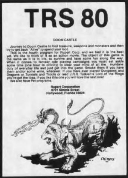 Doom Castle Magazine Advertisement (Magazine Advertisements): 80-US Journal, vol II, Number 4 (July/Aug 1979), page 20