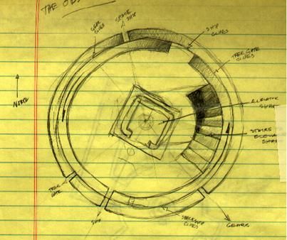 Myst Concept Art (Official website design sketches): Observatory Original sketch of the rotating tower on the Myst Island