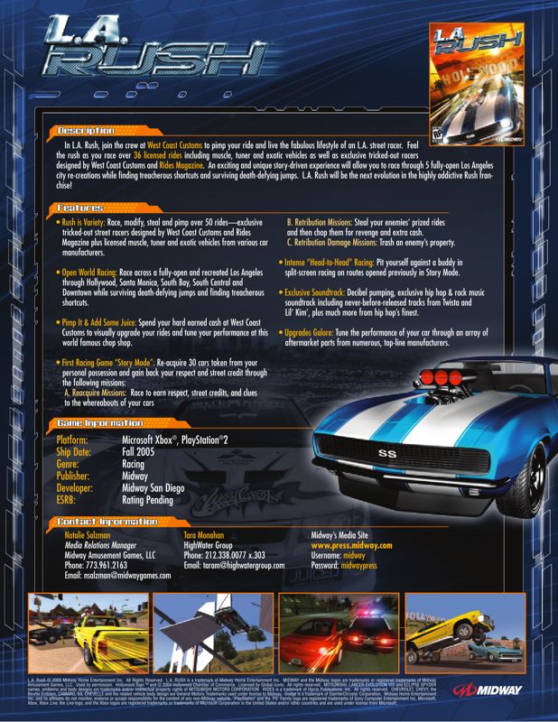 L. A. Rush Other (Midway E3 2005 Asset Disc): Fact Sheet (page 2)