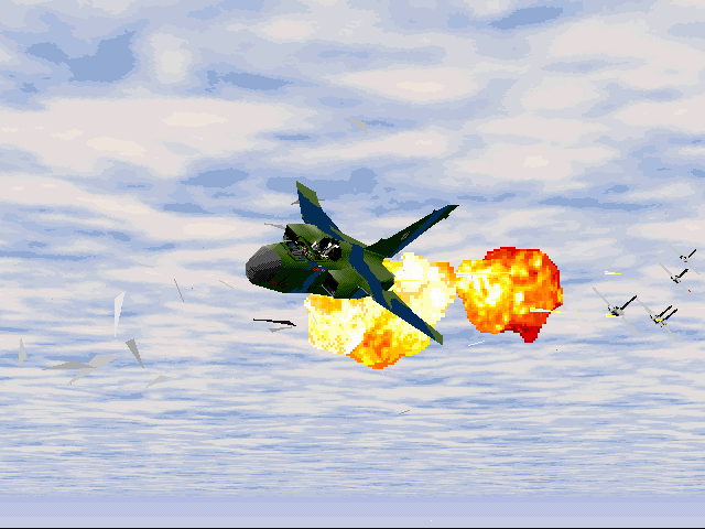 Jane's Combat Simulations: ATF - Advanced Tactical Fighters Screenshot (Jane's Combat Simulations website, 1997): A Royal Air Force Tornado making a less than graceful egress from a hot 'Dimpy'.