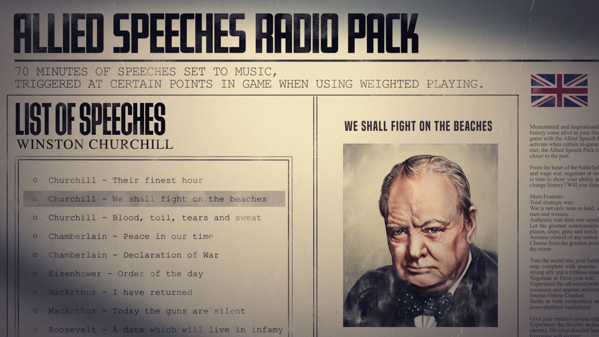 Hearts of Iron IV: Allied Speeches Pack Screenshot (Steam)