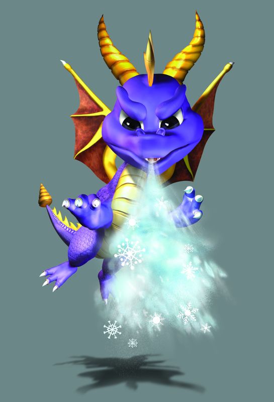 Spyro: A Hero's Tail Render (Spyro: A Hero's Tail / Crash Twinsanity Digital Press Kit): Spyro Ice Breath