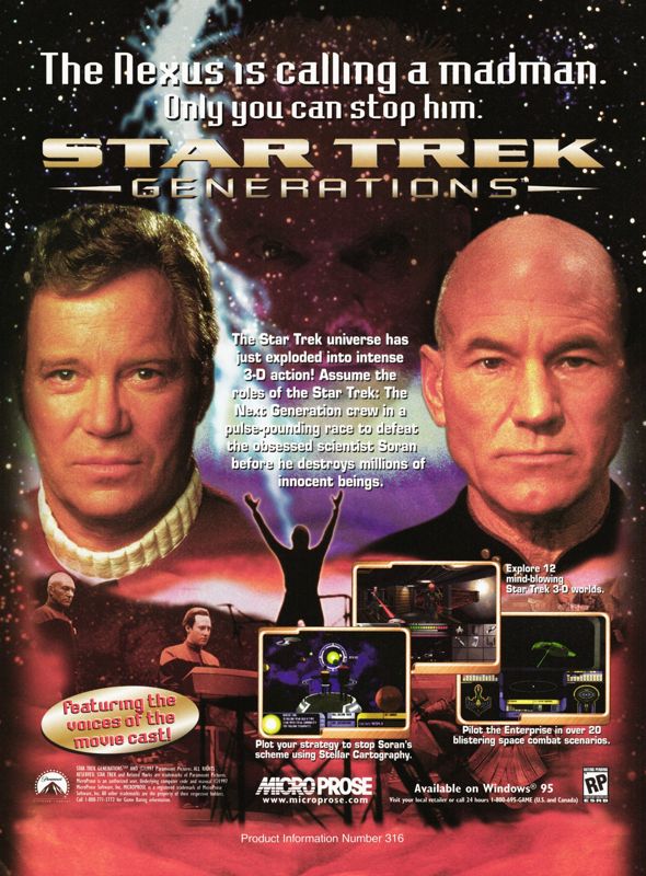 Star Trek: Generations Magazine Advertisement (Magazine Advertisements): PC Gamer (U.S.), Issue 35 (April, 1997)