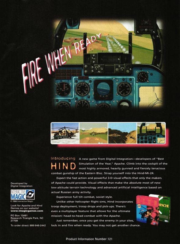 Hind Magazine Advertisement (Magazine Advertisements): PC Gamer (U.S.), Issue 28 (September, 1996)