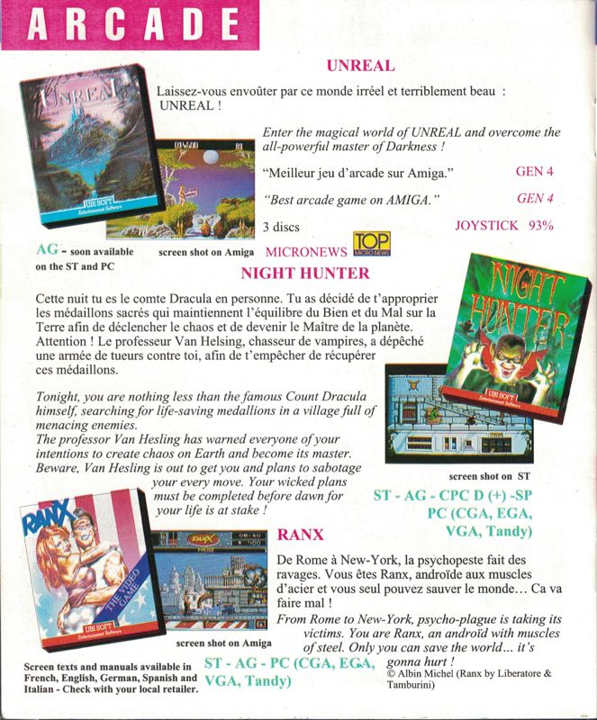 Night Hunter Catalogue (Catalogue Advertisements): Ubi Soft Catalogue, spring 1991