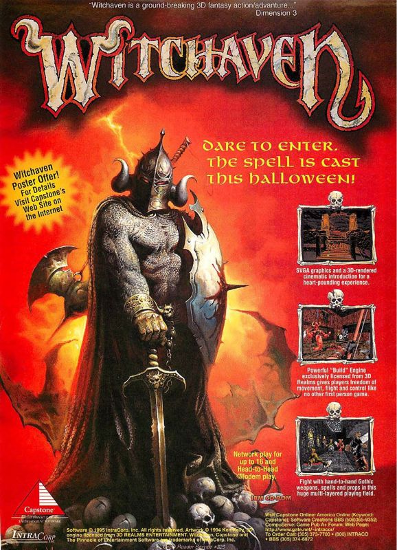 Witchaven Magazine Advertisement (Magazine Advertisements): Computer Gaming World (US), Issue 135 (October 1995)