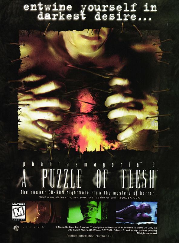 Phantasmagoria: A Puzzle of Flesh Magazine Advertisement (Magazine Advertisements): PC Gamer (U.S.), Issue 28 (September, 1996)