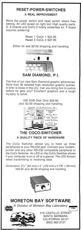Sam Diamond, P.I.: Case of the Switch Blade Slasher Magazine Advertisement (Magazine Advertisements): Rainbow Magazine (United States) Volume 4 Number 6 (January 1985)