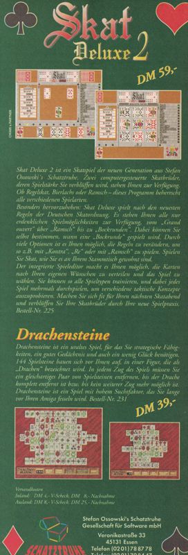 Skat Deluxe 2 Magazine Advertisement (Magazine Advertisements): Amiga Joker (Germany), Issue 3/1994
